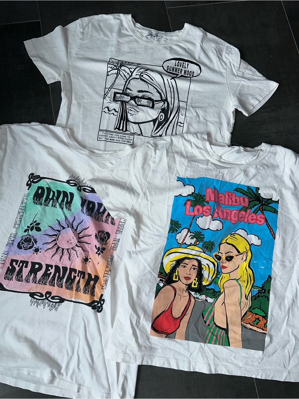 Graphic Tee Trio - White Summer Art Prints